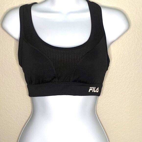 Fila Black Sports Bra with Mesh Racer Back Size S. See Video - Picture 1 of 10